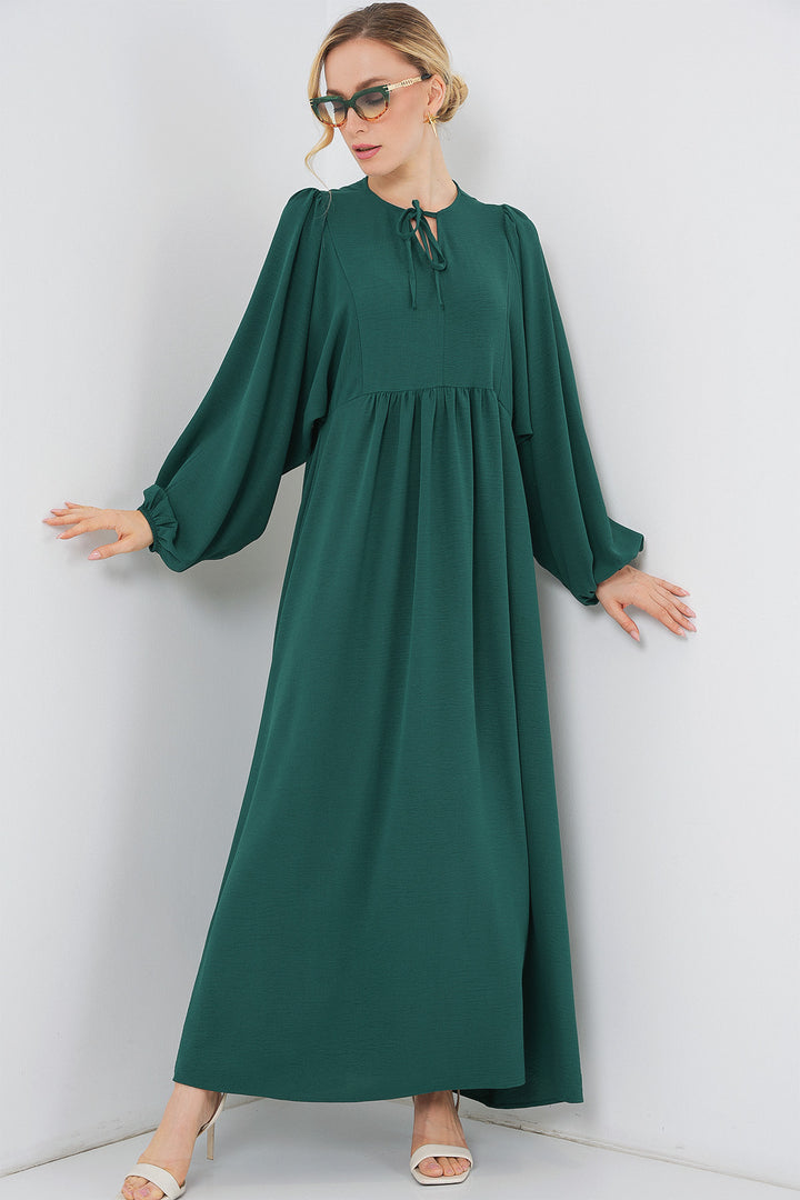 BGD Women Woman Balloon Sleeve Long Hijab Dress 2464 - Emerald Green - Aurora