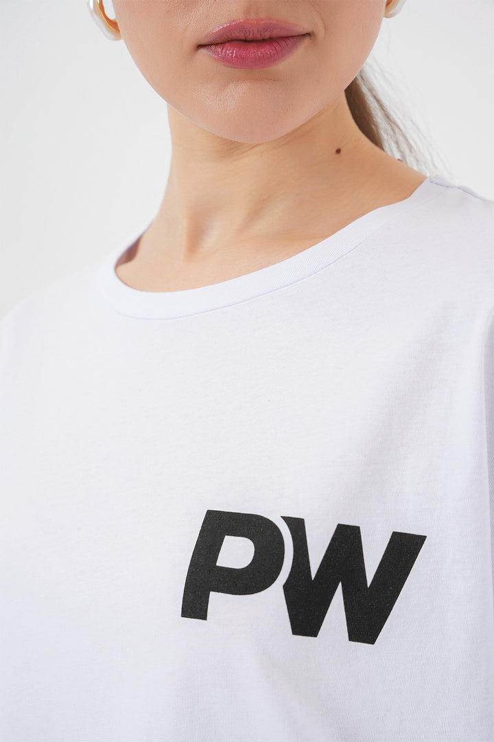BGD Women Women's Printed Basic T-shirt 4343 - White - Estero