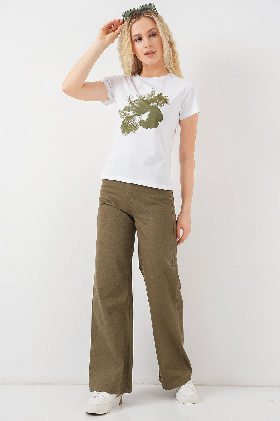 BGD Women Women's Printed Basic T-shirt 4349 - Khaki - Bognor Regis