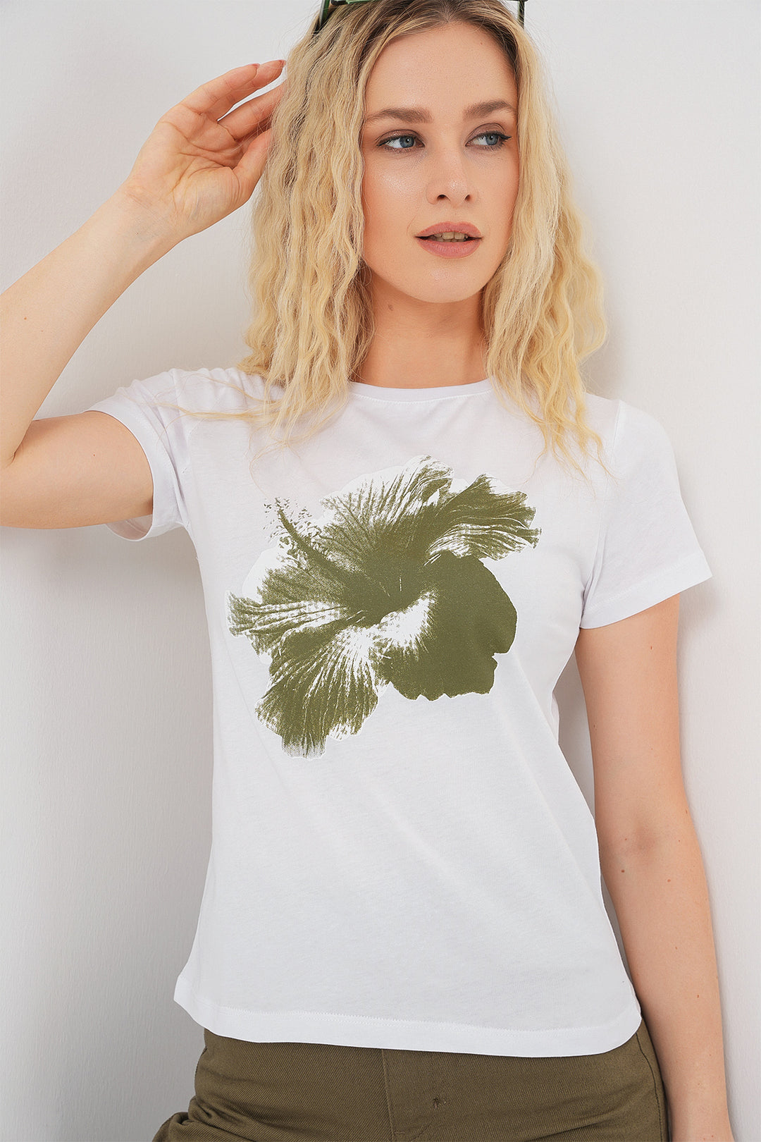 BGD Women Women's Printed Basic T-shirt 4349 - Khaki - Bognor Regis