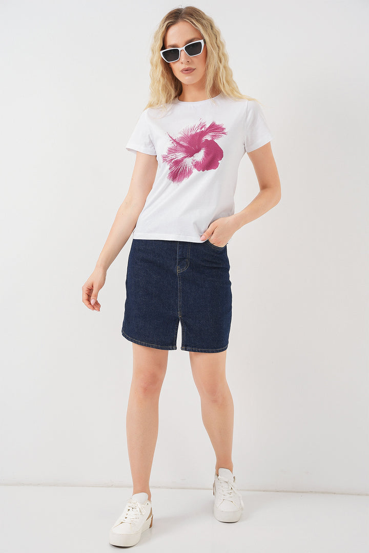 BGD Women Women's Printed Basic T-shirt 4349 - Purple - Mountain View