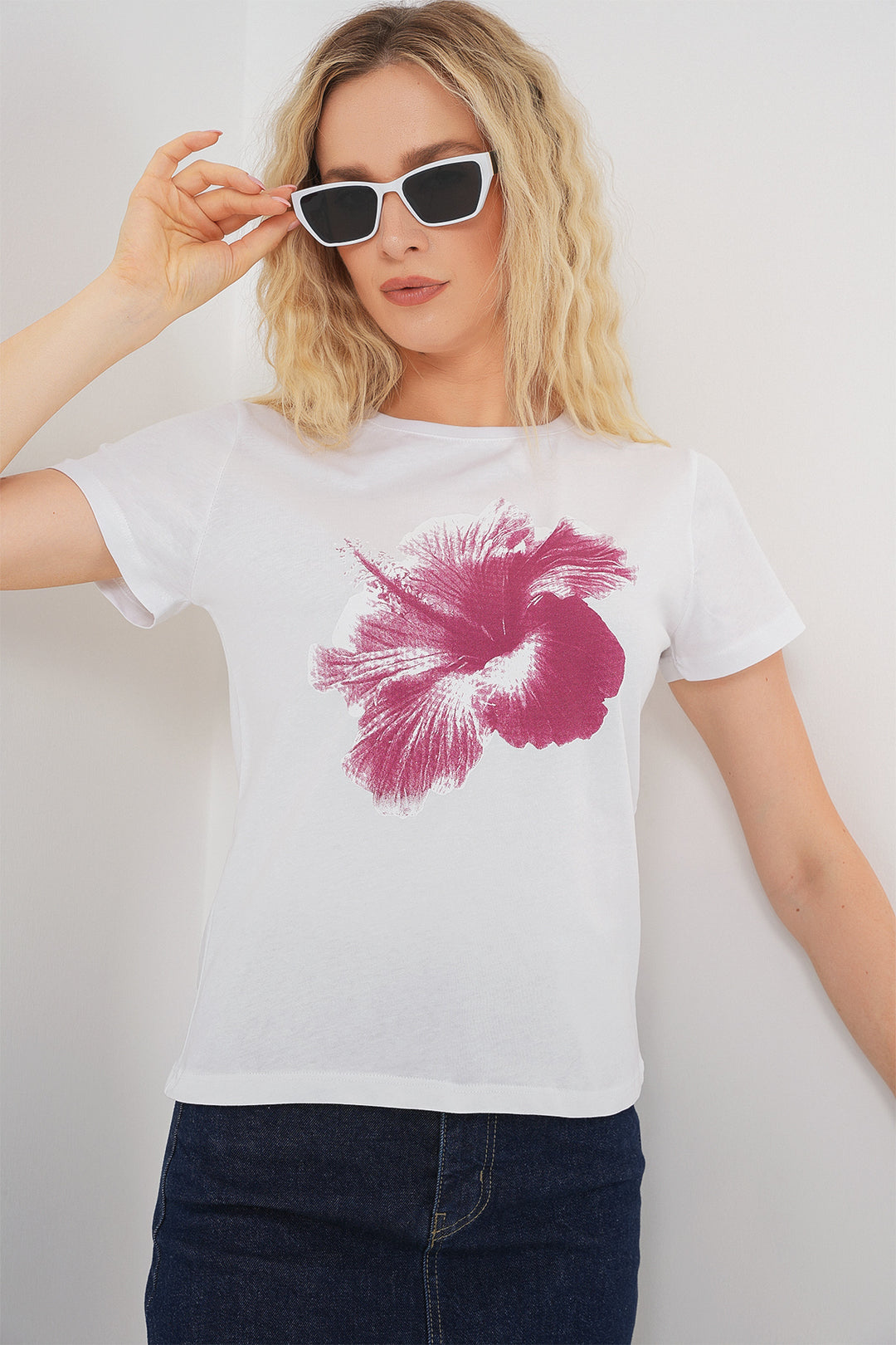 BGD Women Women's Printed Basic T-shirt 4349 - Purple - Mountain View