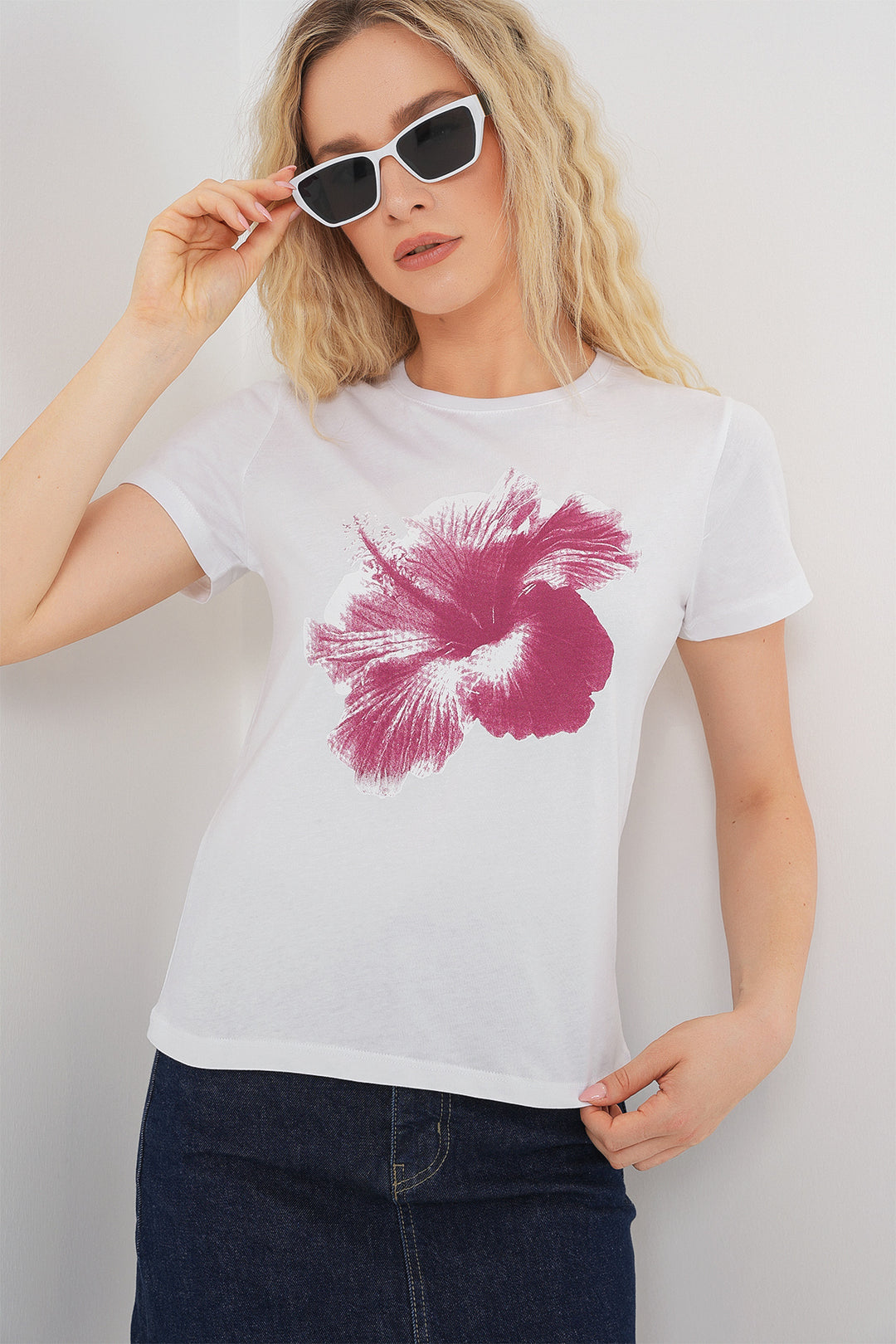 BGD Women Women's Printed Basic T-shirt 4349 - Purple - Mountain View