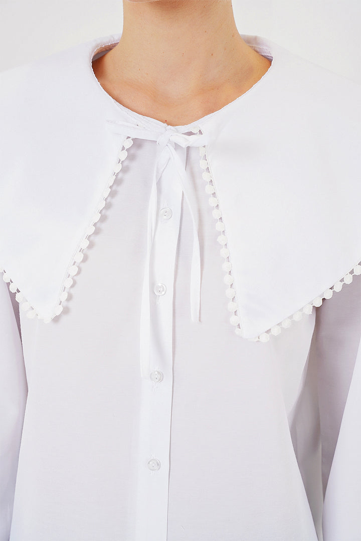 BGD Women Women's Baby Collar Shirt 20314 - White - Norderstedt
