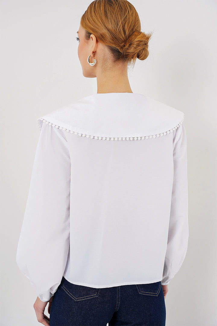 BGD Women Women's Baby Collar Shirt 20314 - White - Norderstedt