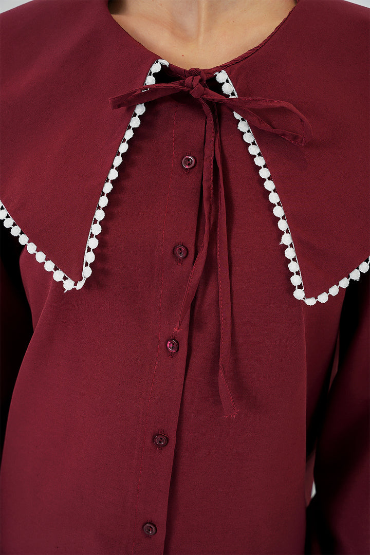 BGD Women Women's Baby Collar Shirt 20314 - Burgundy - Namur
