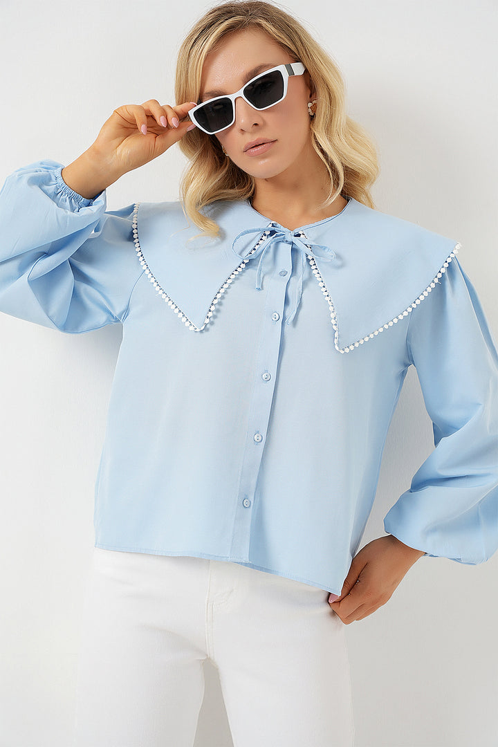 BGD Women Women's Baby Collar Shirt 20314 - Blue - Pomigliano d’Arco