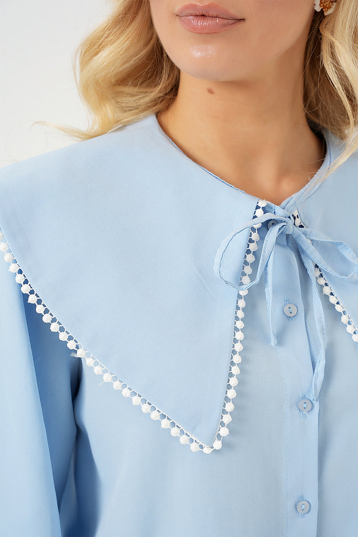 BGD Women Women's Baby Collar Shirt 20314 - Blue - Pomigliano d’Arco
