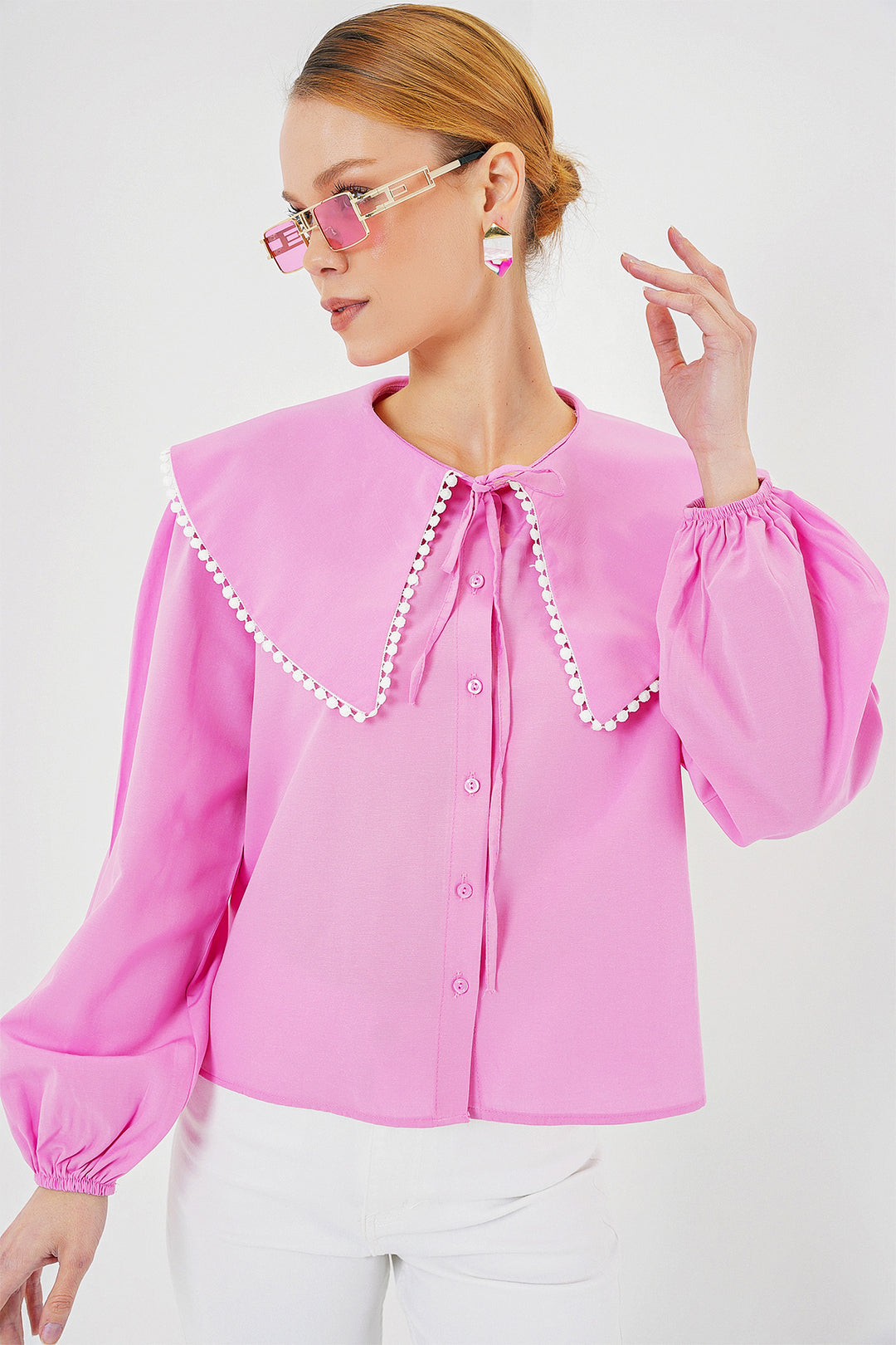 BGD Women Women's Baby Collar Shirt 20314 - Pink - Alès