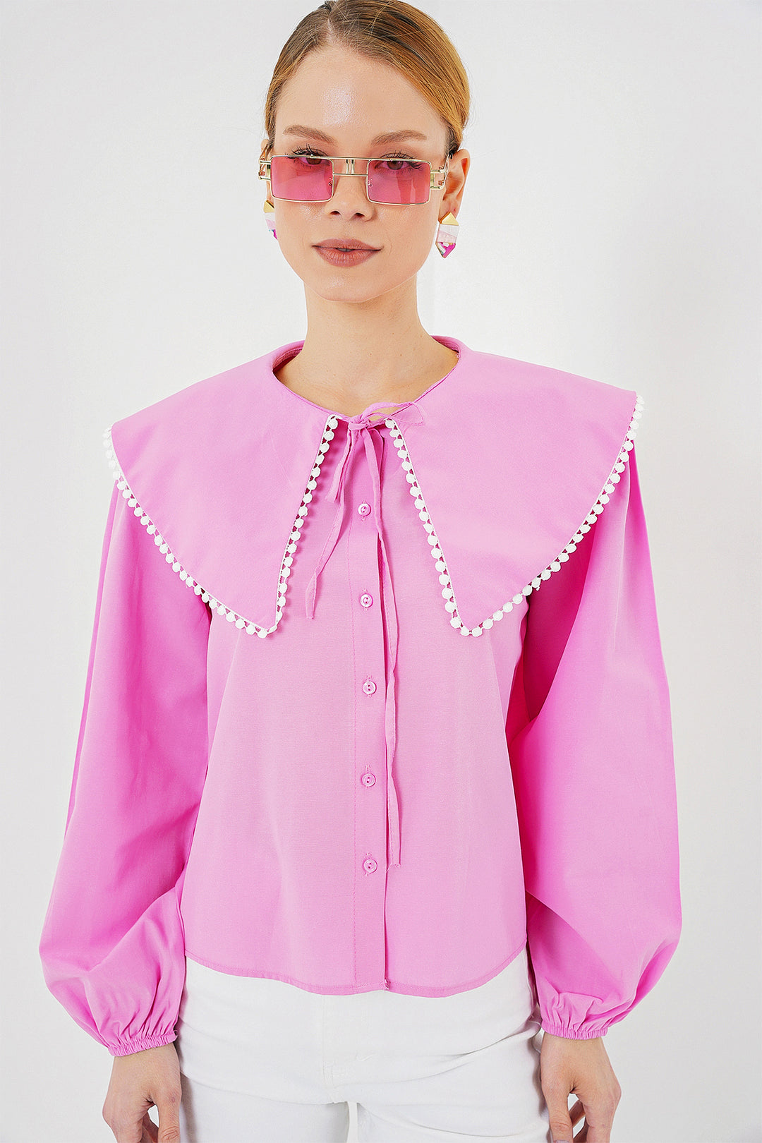 BGD Women Women's Baby Collar Shirt 20314 - Pink - Alès