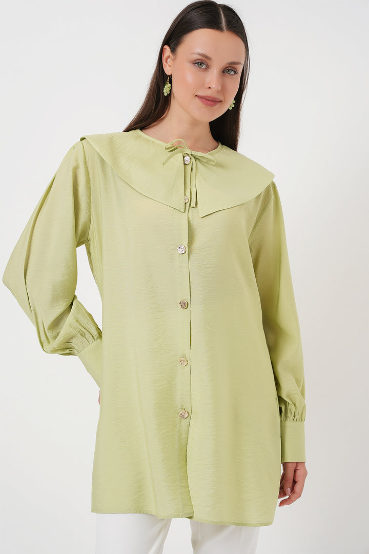 BGD Women Woman Baby Collar Long Tunic 5967 - Dark Green - Esch-sur-Alzette