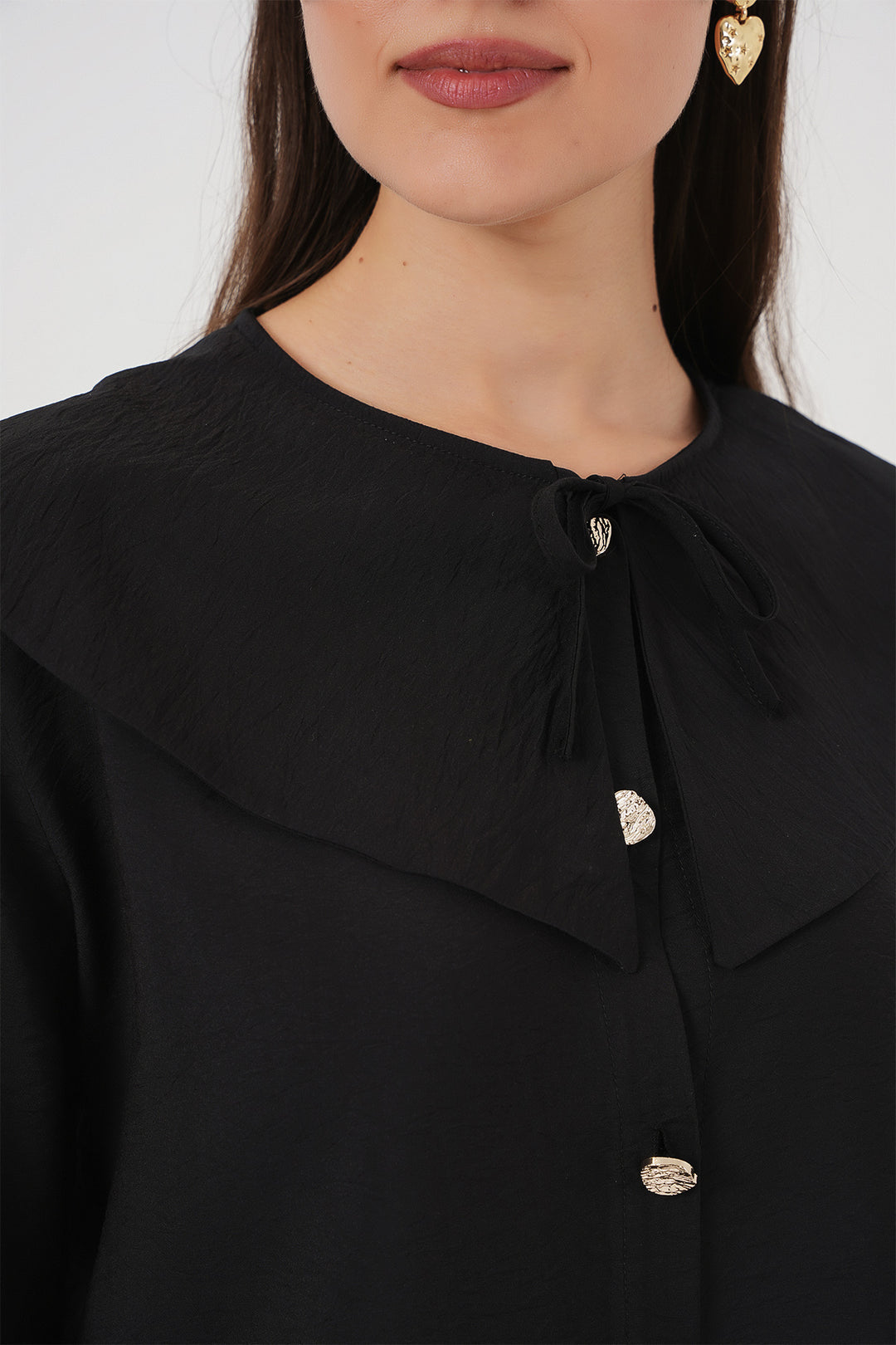 BGD Women Woman Baby Collar Long Tunic 5967 - Black - Pinotepa