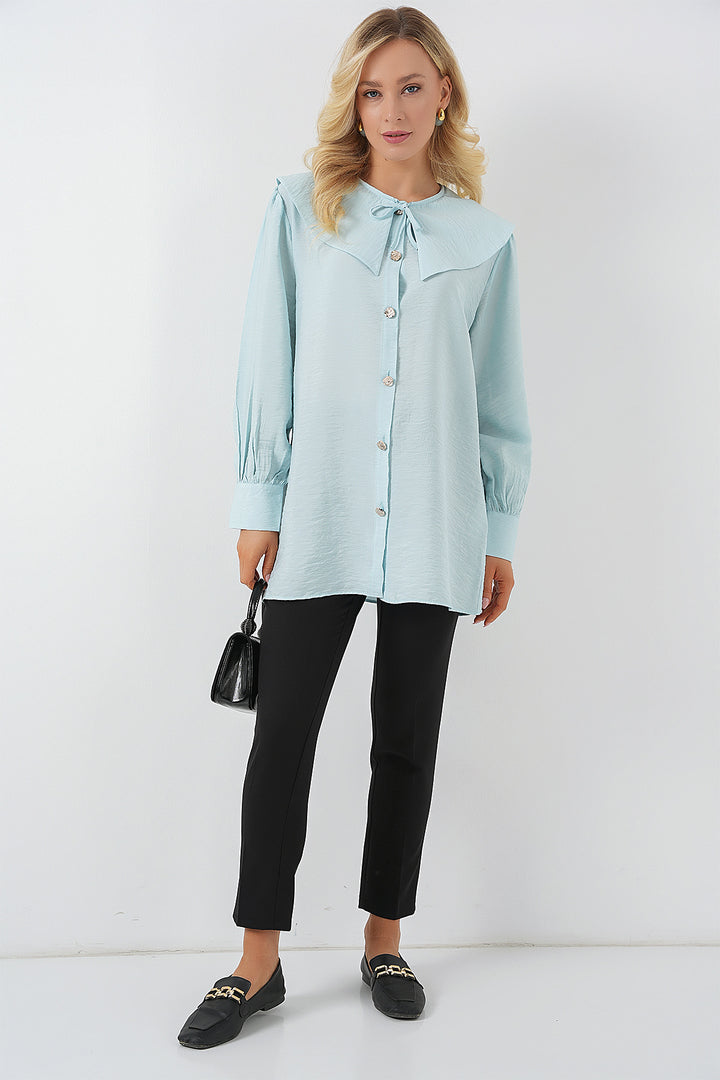 BGD Women Woman Baby Collar Long Tunic 5967 - Turquoise - Eagle Mountain