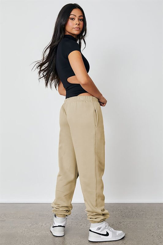 MDX Woman Beige High Waisted Oversized Sweatpants MG1235 - Mount Laurel