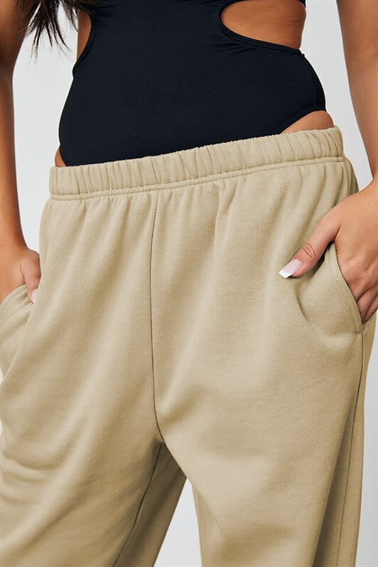 MDX Woman Beige High Waisted Oversized Sweatpants MG1235 - Mount Laurel