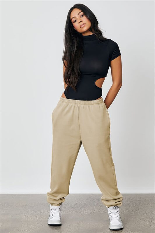 MDX Woman Beige High Waisted Oversized Sweatpants MG1235 - Mount Laurel