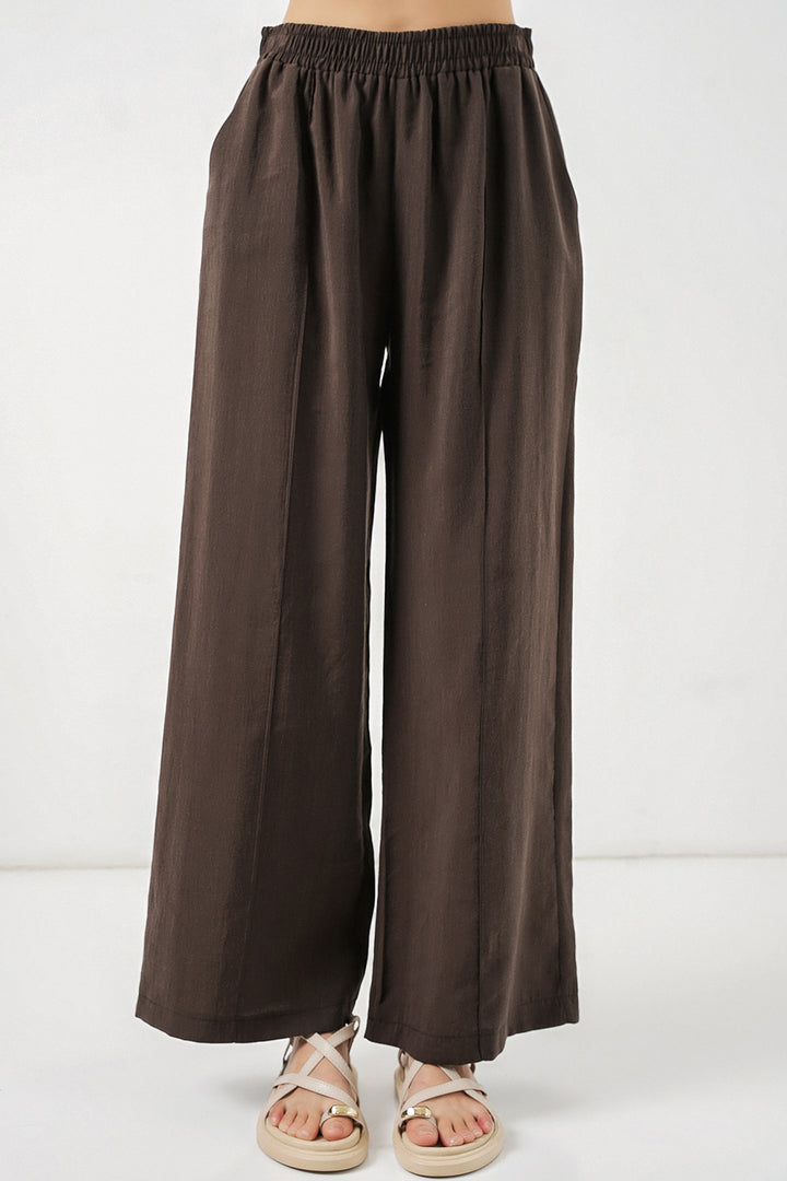 BGD Women Kadın Beli Lastikli Bol Paça Pantolon 30087 - A.Kahve - Noblesville