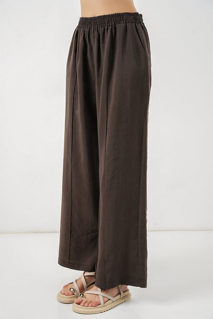 BGD Women Kadın Beli Lastikli Bol Paça Pantolon 30087 - A.Kahve - Noblesville