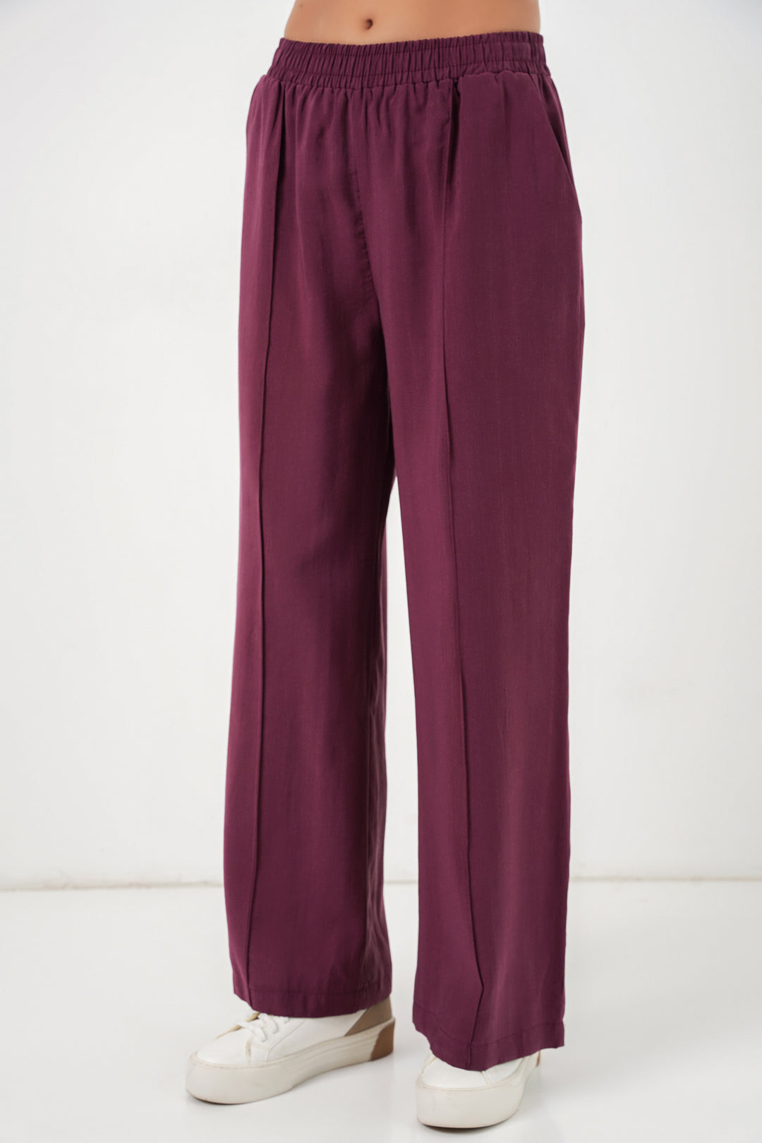 BGD Women Kadın Beli Lastikli Bol Paça Pantolon 30087 - Bordo - Águilas