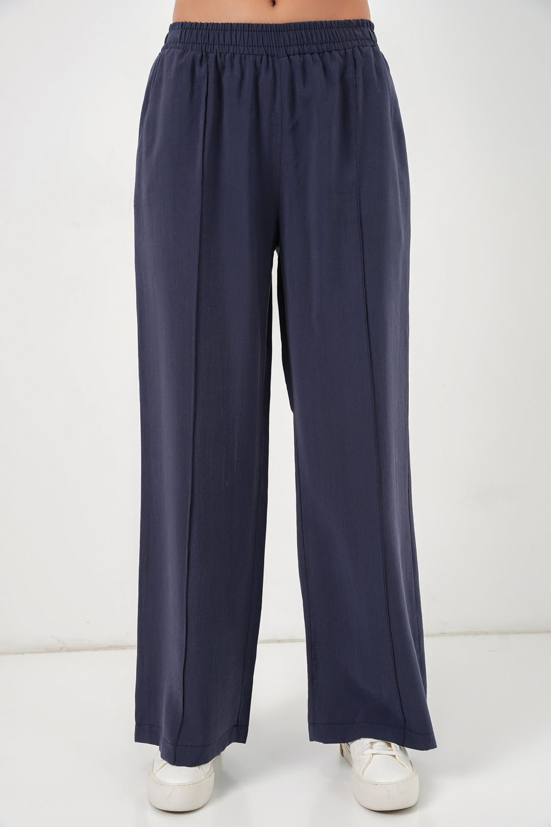 BGD Women Kadın Beli Lastikli Bol Paça Pantolon 30087 - Lacivert - Evansville