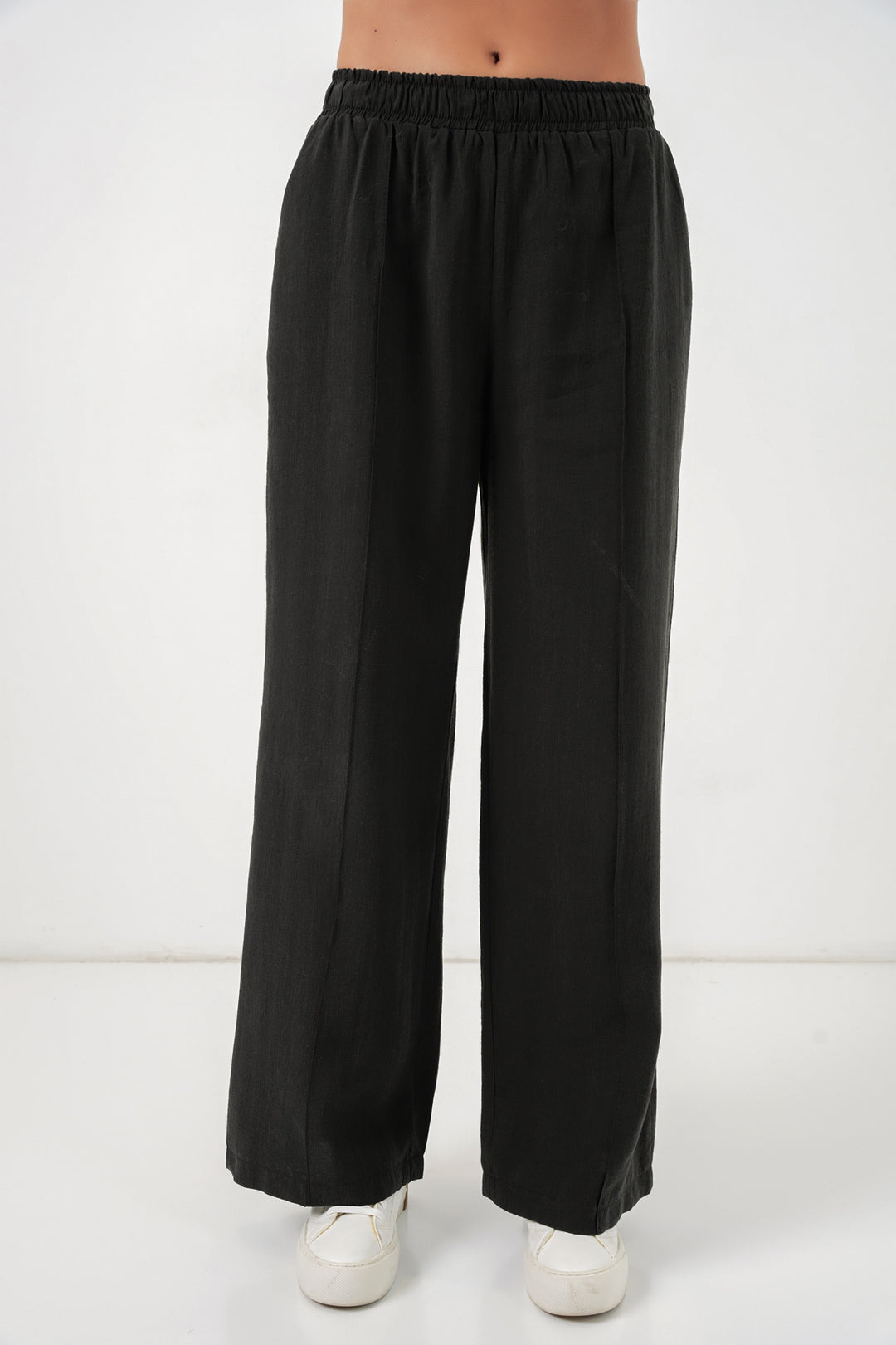 BGD Women Kadın Beli Lastikli Bol Paça Pantolon 30087 - Siyah - Chicoutimi