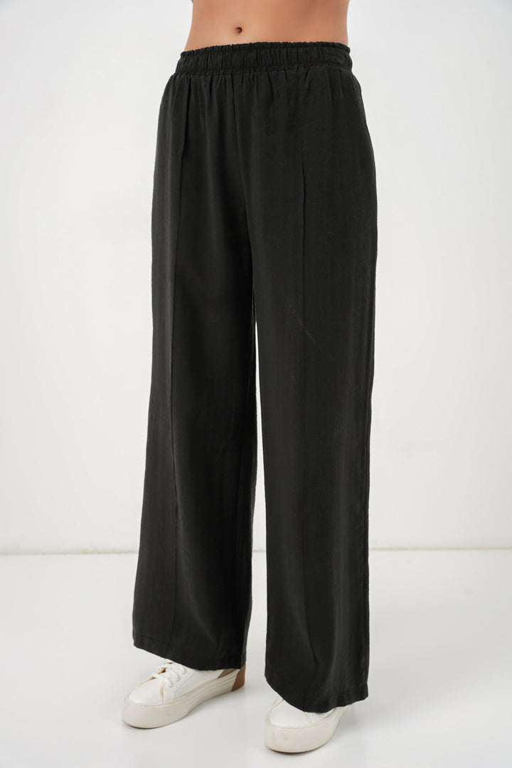 BGD Women Kadın Beli Lastikli Bol Paça Pantolon 30087 - Siyah - Chicoutimi
