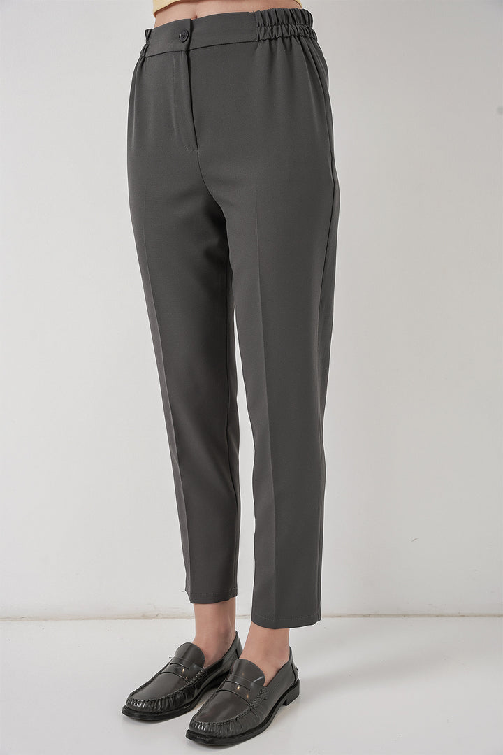 BGD Women Kadın Beli Lastikli Kumaş Pantolon 30058 - Antrasit - Lancaster