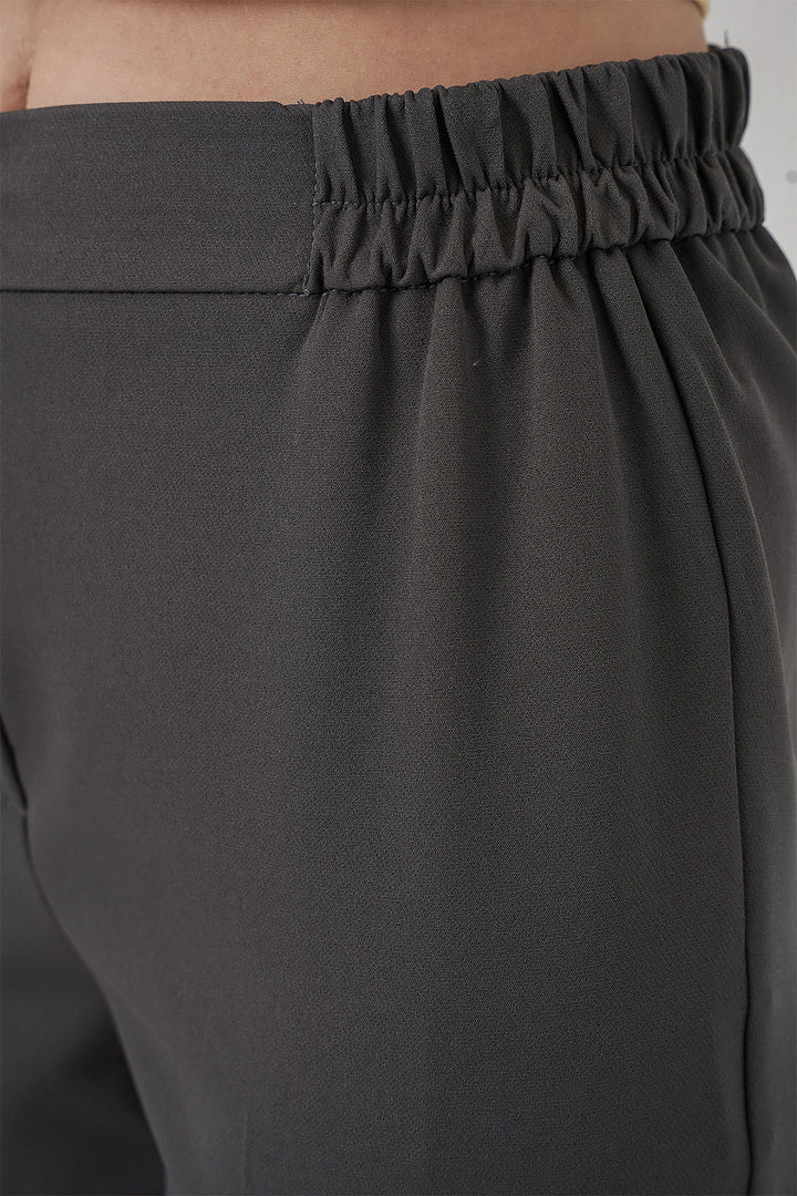 BGD Women Kadın Beli Lastikli Kumaş Pantolon 30058 - Antrasit - Lancaster