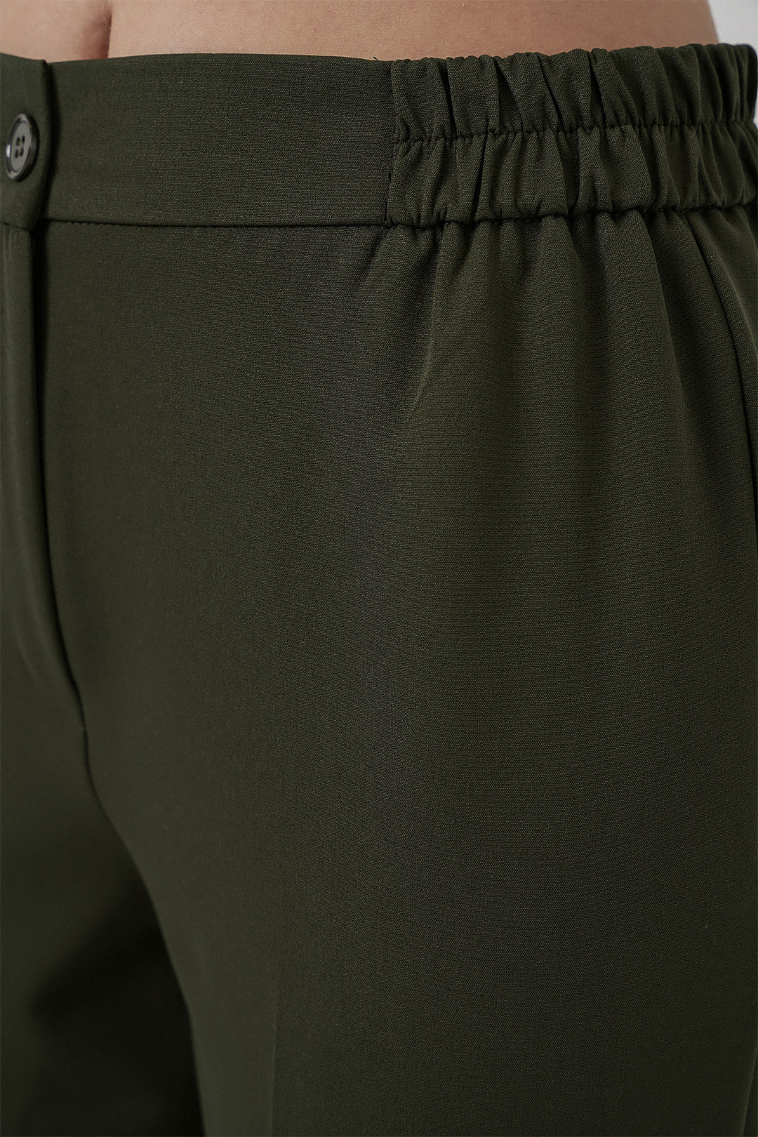 BGD Women Kadın Beli Lastikli Kumaş Pantolon 30058 - Haki - Douglasville