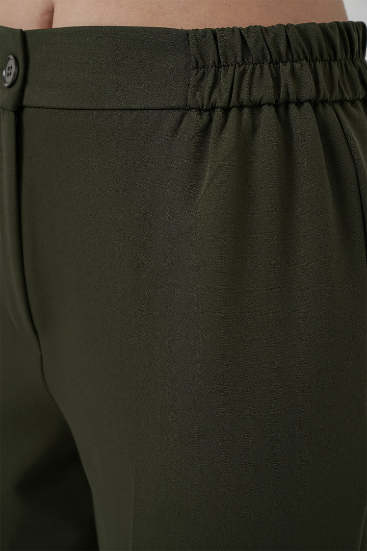 BGD Women Kadın Beli Lastikli Kumaş Pantolon 30058 - Haki - Douglasville