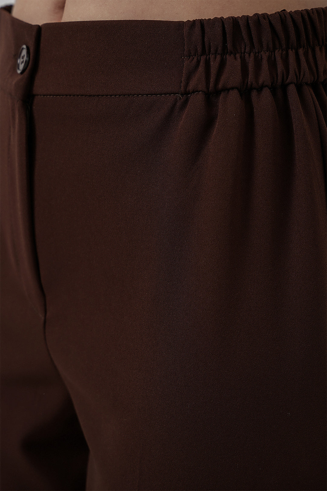 BGD Women Women's Elastic Waist Fabric Pants 30058 - Brown - Orlando