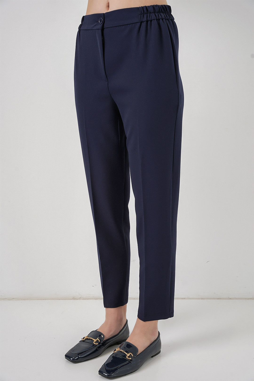 BGD Women Kadın Beli Lastikli Kumaş Pantolon 30058 - Lacivert - Stillwater