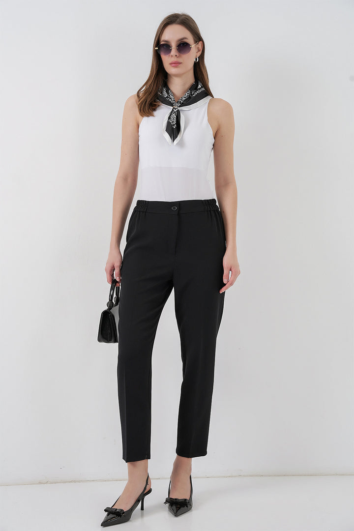 BGD Women Kadın Beli Lastikli Kumaş Pantolon 30058 - Siyah - Haverstraw