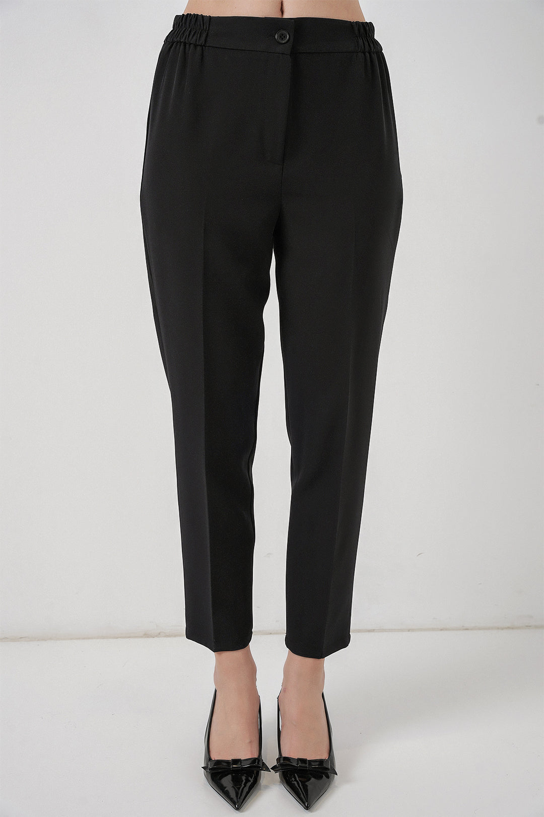 BGD Women Kadın Beli Lastikli Kumaş Pantolon 30058 - Siyah - Haverstraw