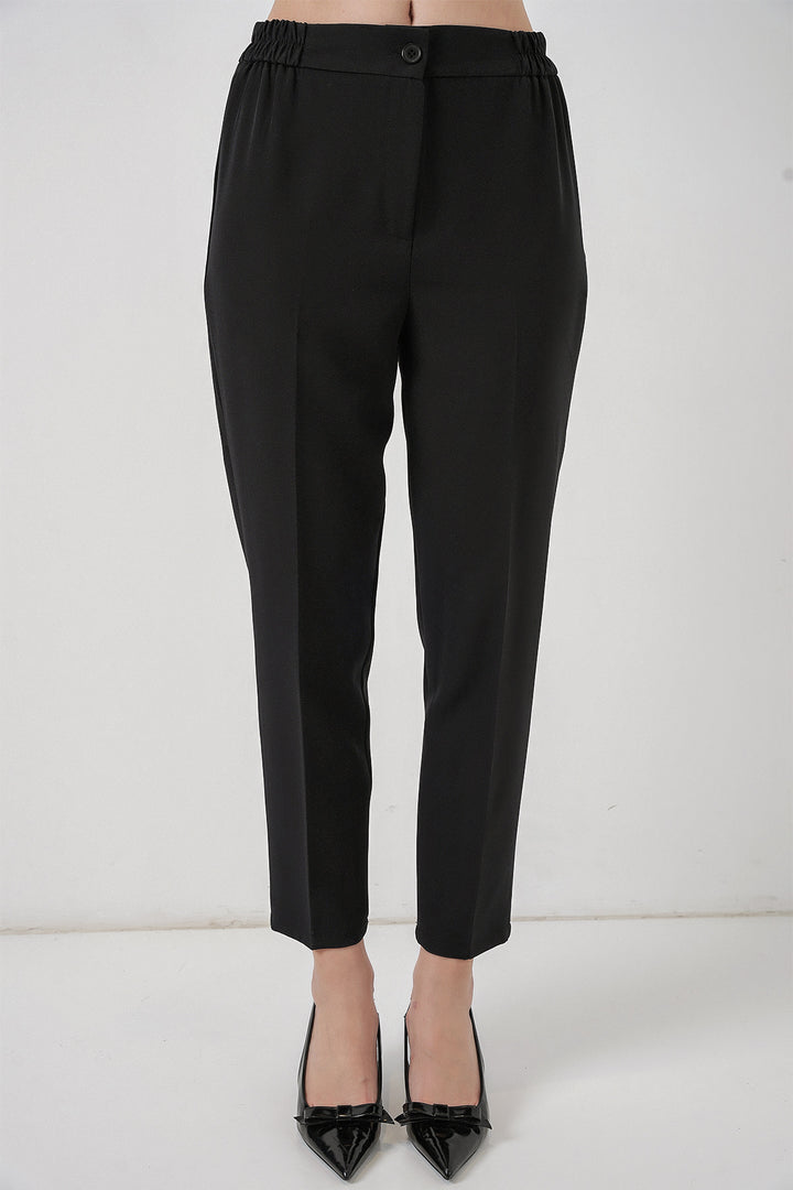 BGD Women Kadın Beli Lastikli Kumaş Pantolon 30058 - Siyah - Haverstraw