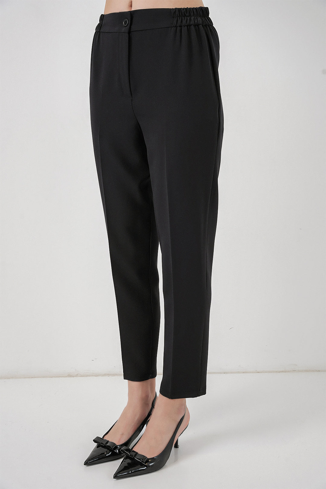 BGD Women Kadın Beli Lastikli Kumaş Pantolon 30058 - Siyah - Haverstraw