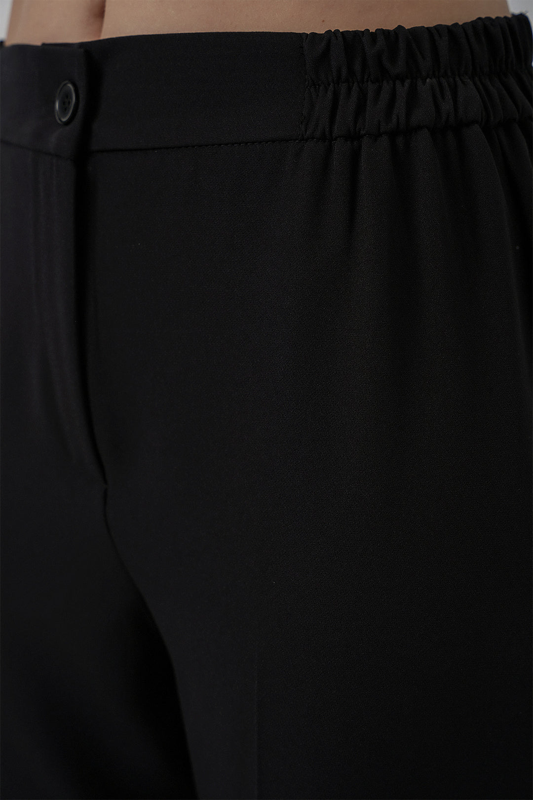 BGD Women Kadın Beli Lastikli Kumaş Pantolon 30058 - Siyah - Haverstraw