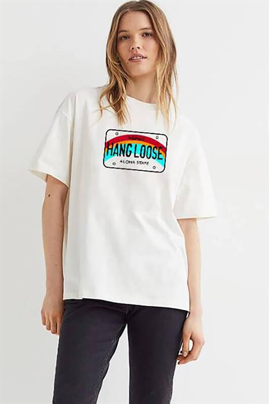 MDX Woman White Printed Oversize T-shirt MG808 - Porterville