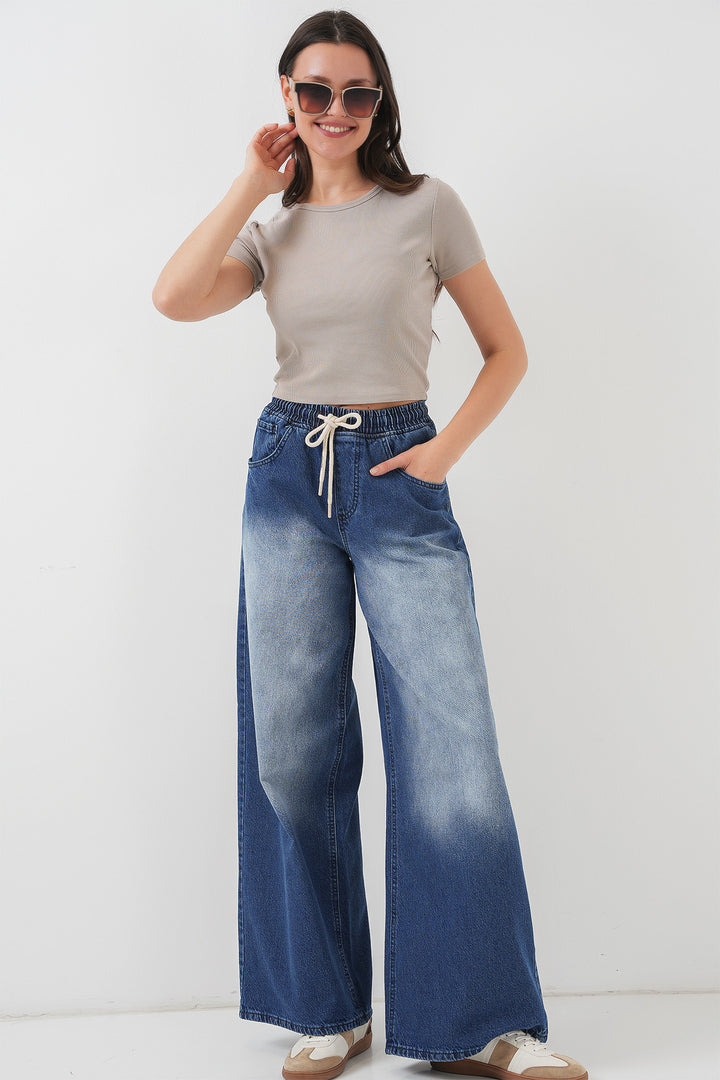 BGD Women Women's Wide Leg Jeans 6705 - Navy Blue - Bastia