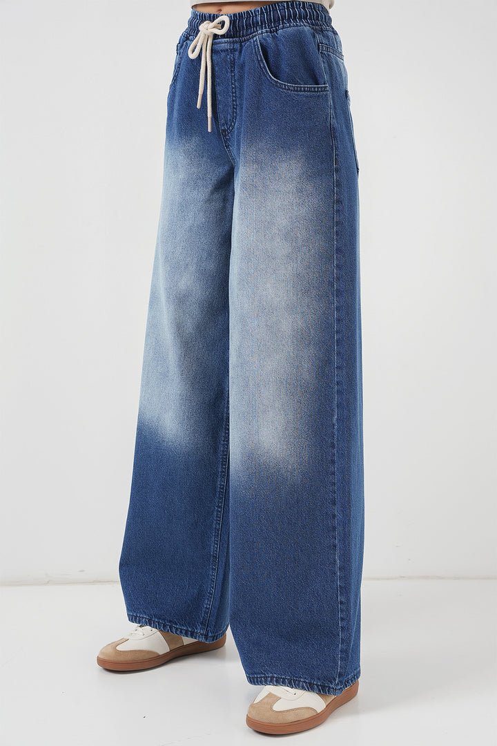 BGD Women Women's Wide Leg Jeans 6705 - Navy Blue - Bastia