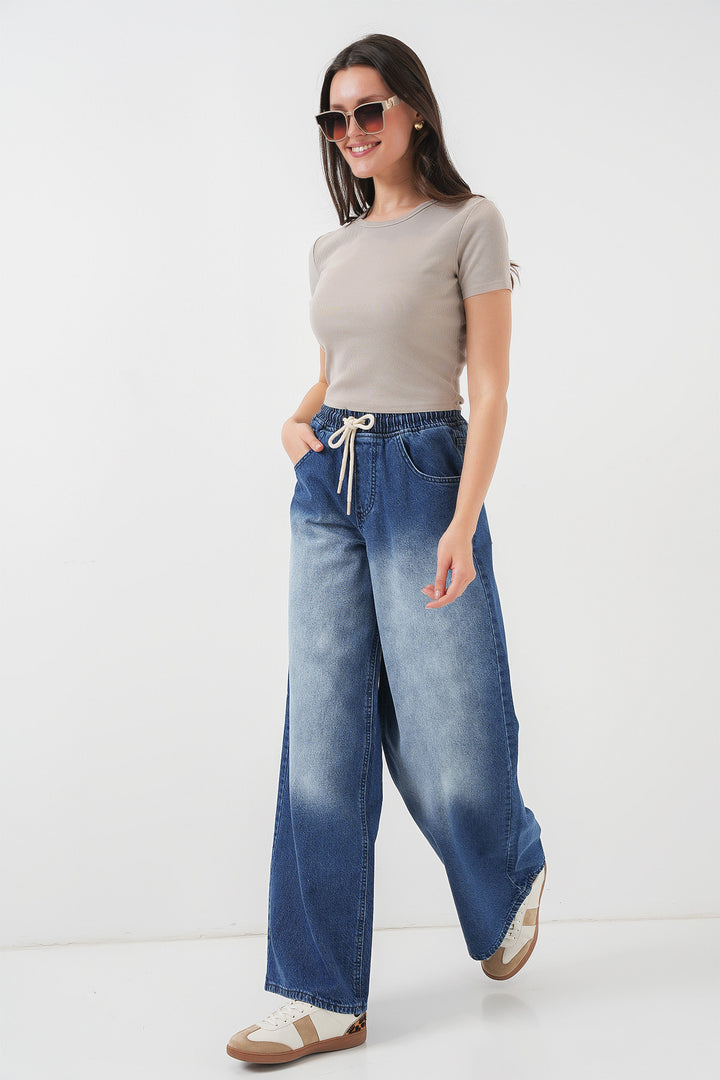 BGD Women Women's Wide Leg Jeans 6705 - Navy Blue - Bastia