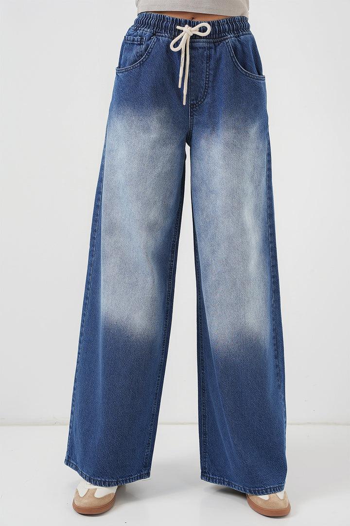 BGD Women Women's Wide Leg Jeans 6705 - Navy Blue - Bastia