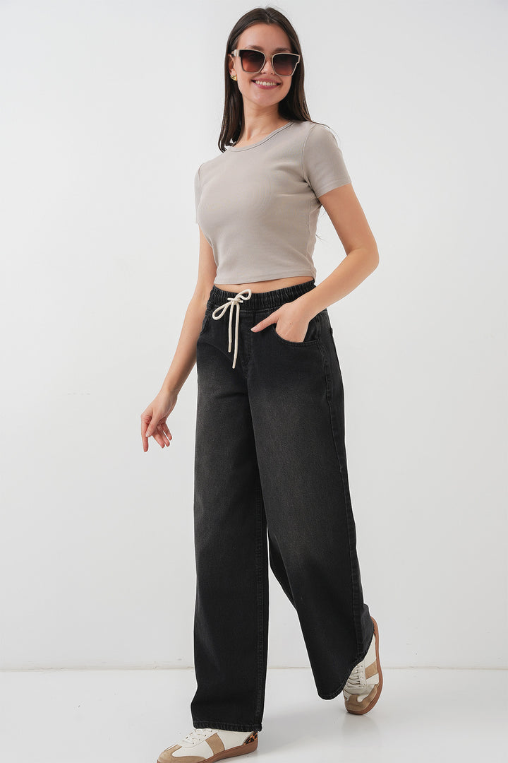 BGD Women Women's Wide Leg Jeans 6705 - Black - Bangor