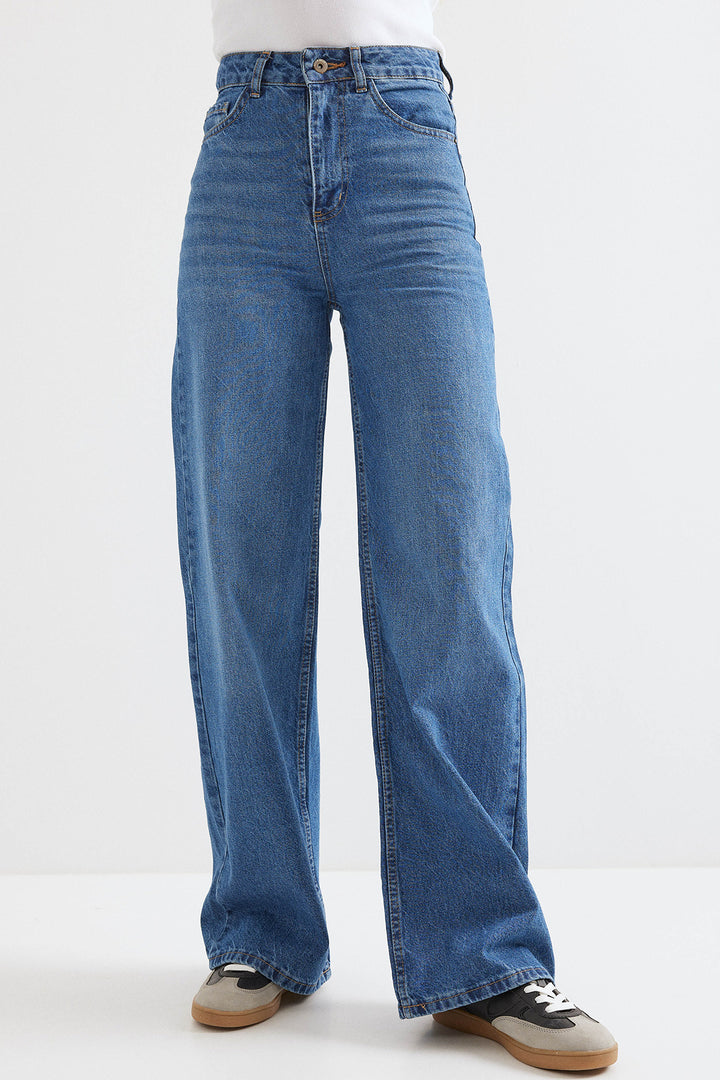 BGD Women Woman Wide Leg High Waist Navy Palazzo Denim Pants 6656 - Avondale