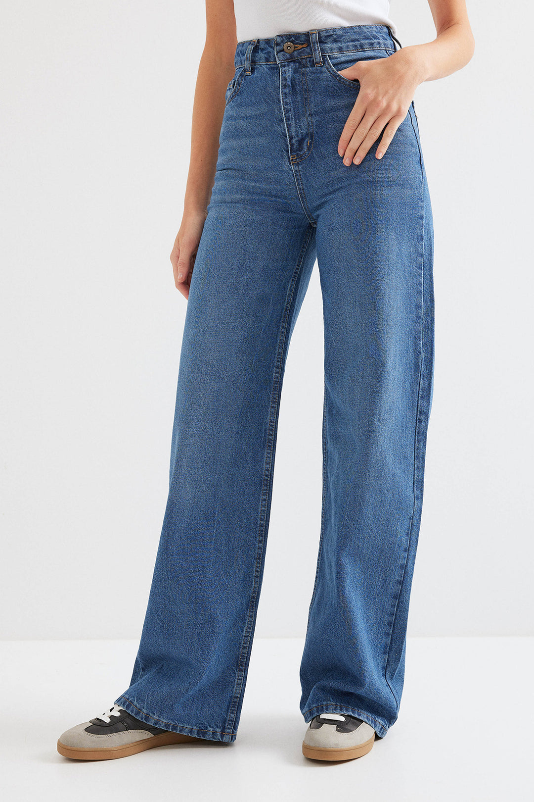 BGD Women Woman Wide Leg High Waist Navy Palazzo Denim Pants 6656 - Avondale