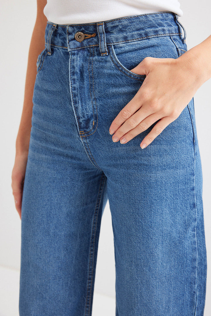 BGD Women Woman Wide Leg High Waist Navy Palazzo Denim Pants 6656 - Avondale