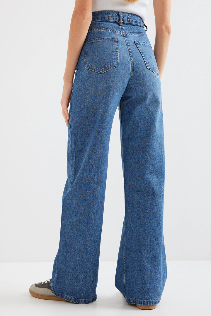 BGD Women Woman Wide Leg High Waist Navy Palazzo Denim Pants 6656 - Avondale