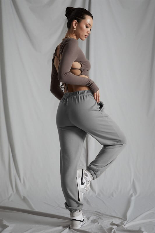 MDX Woman Painted Gray Elastic Waist Oversize Sweatpants MG1235 - Potenza