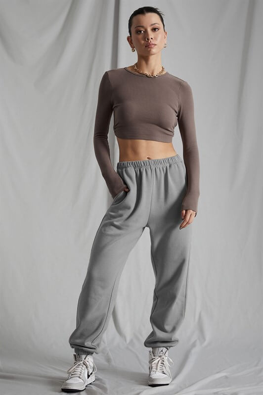 MDX Woman Painted Gray Elastic Waist Oversize Sweatpants MG1235 - Potenza
