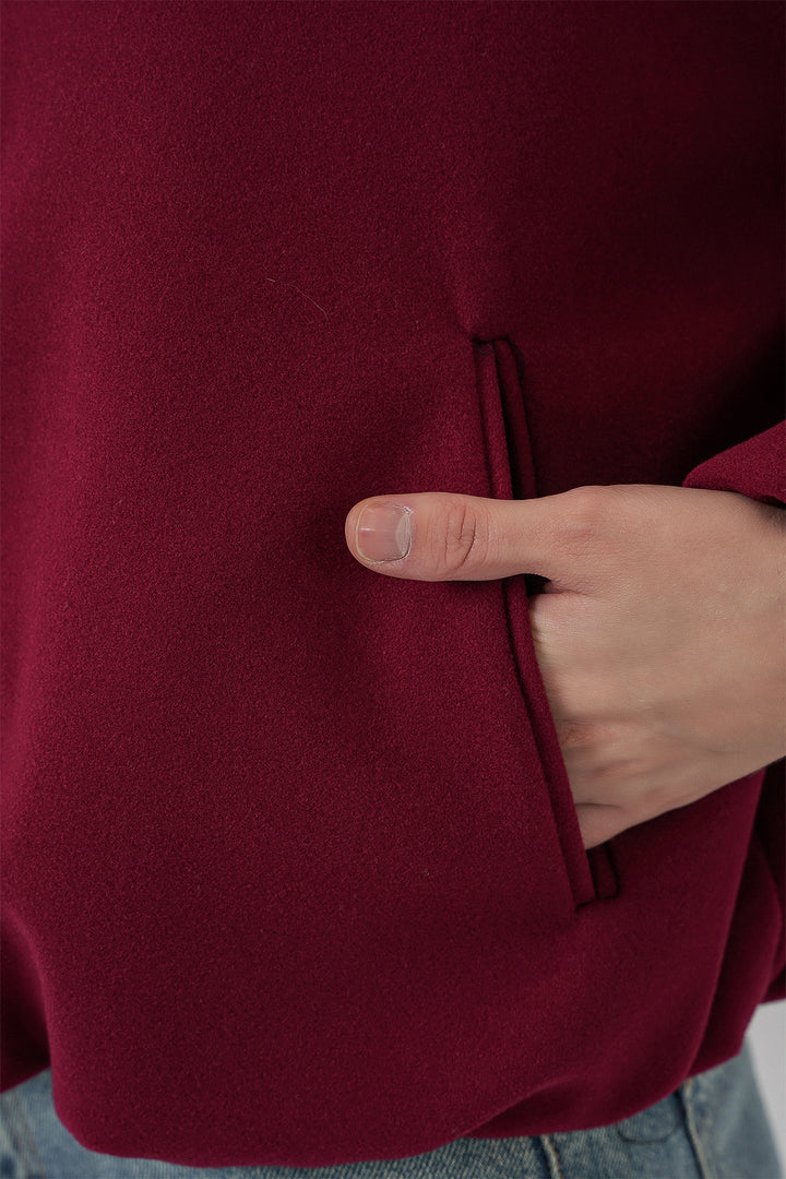 BGD Women Woman Ruffled Oversized Coat 0728 - Burgundy - Temecula